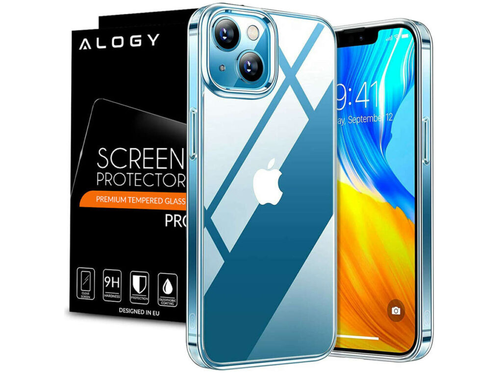 Etui silikonowe Alogy obudowa case do Apple iPhone 13 6.1 przezroczyste + Szkło FG