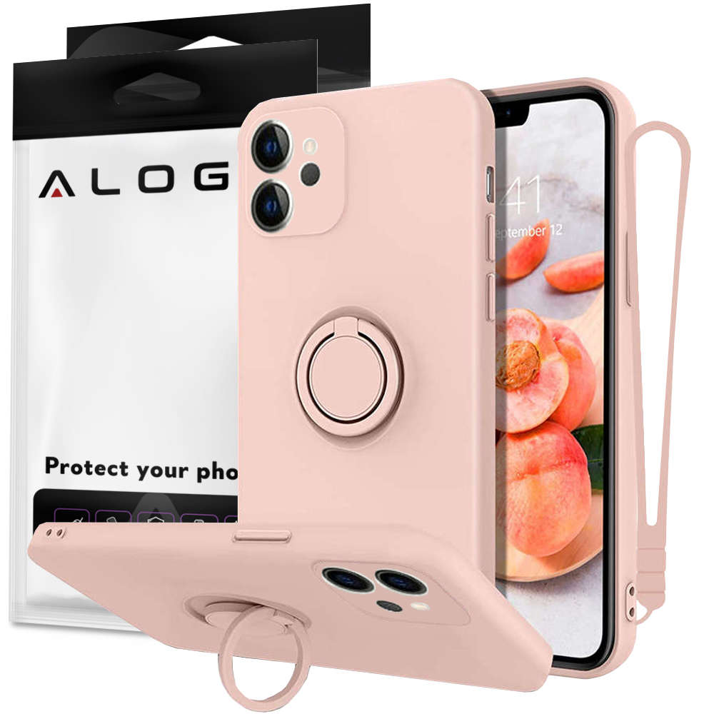 Etui silikonowe Ring Ultra Slim Alogy do iPhone 12 6.1 Różowe